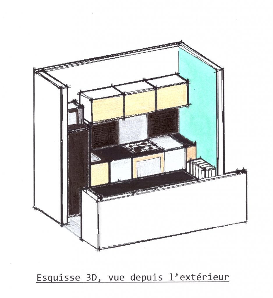 Esquisse 3D Rénovation cuisine vue depuis l'extérieur by Décoration et Jardins